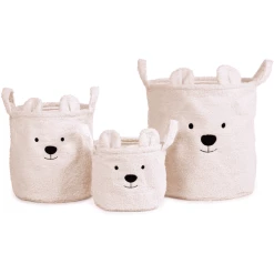CHILDHOME 3er Korb Set Teddy Altweiß
