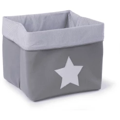 CHILDHOME Aufbewahrungsbox Grau Streifen 32 X 32 X 29 Cm